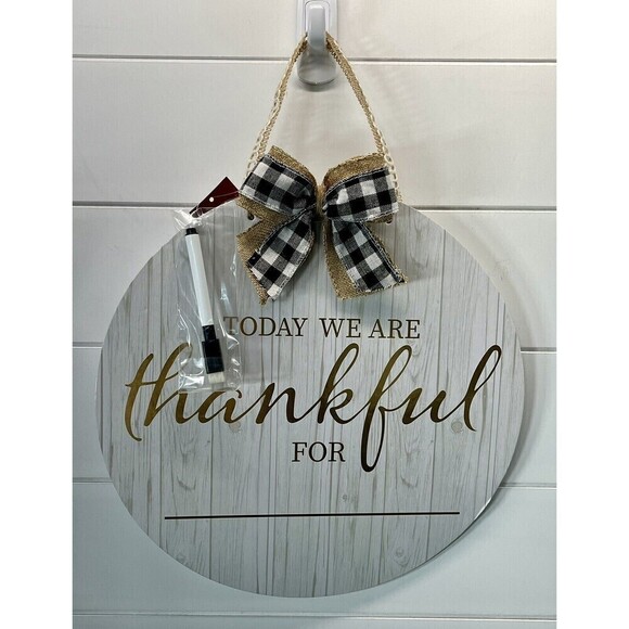 Today We Are Thankful For Dry Erase Board With Buffalo Check Burlap Bow New - Picture 3 of 13